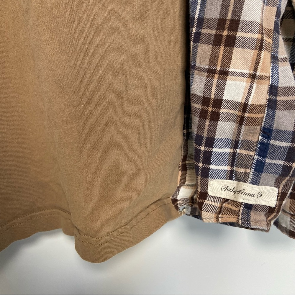 Upcycled Brown Shirt Flannel Reworked Country Eclectic Grandpa Western Rodeo XXL - Picture 6 of 8